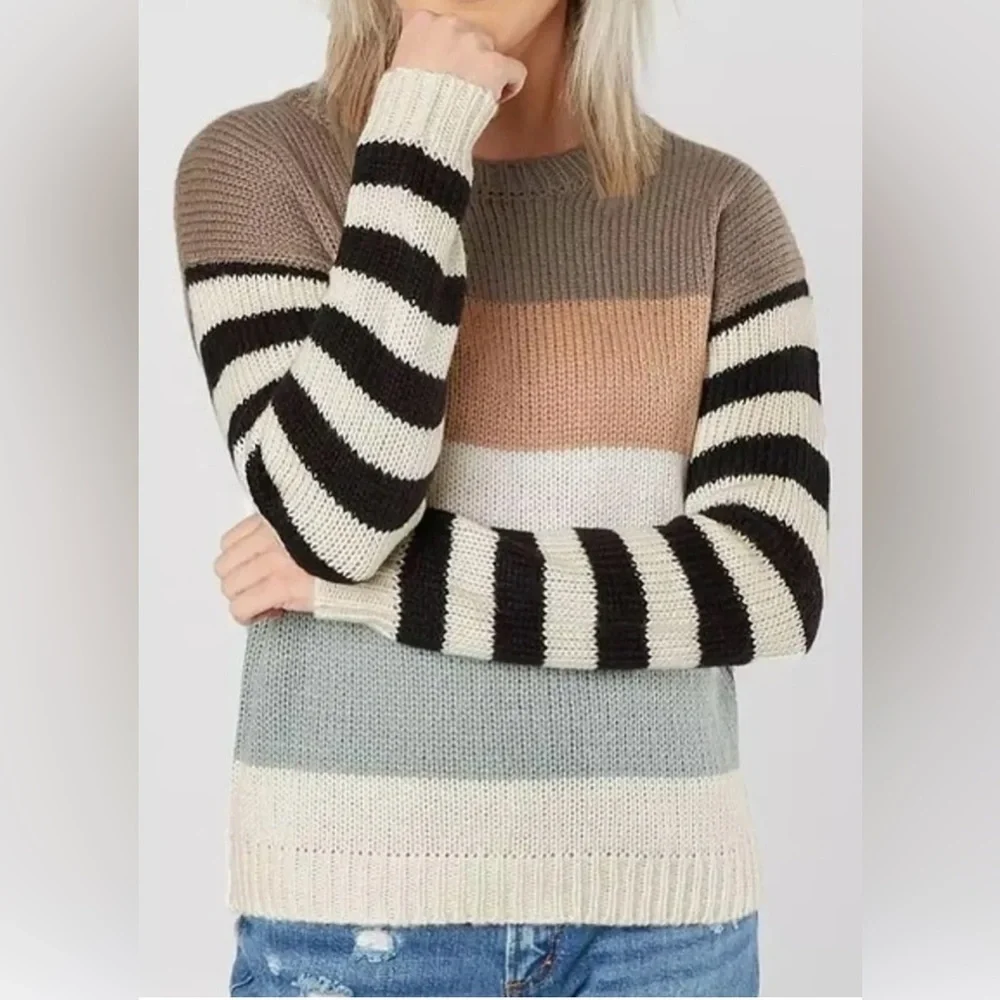 Daytrip Sweater Striped Crewneck Multi Colored Size L - Picture 1 of 6